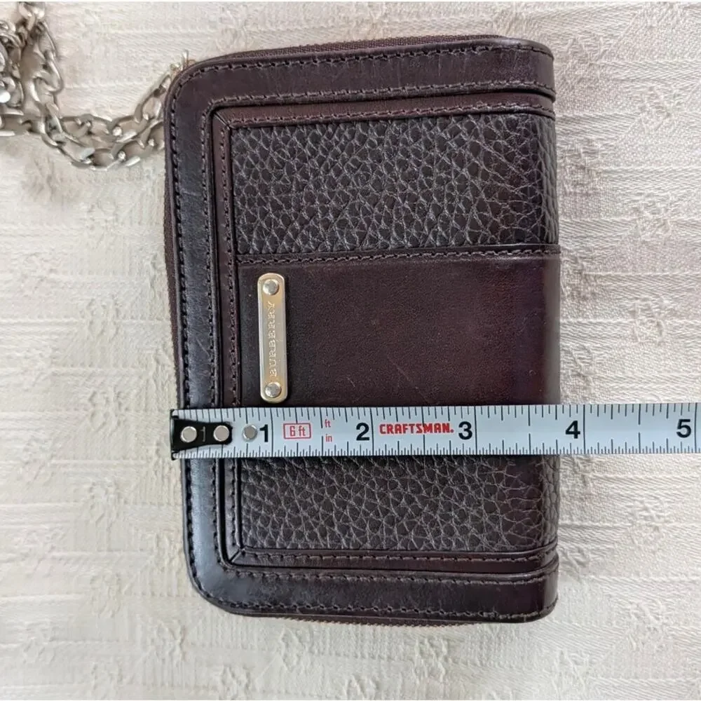 Burberry Vintage Leather Wallet with Chain Black Plaque Logo Bifold Rare